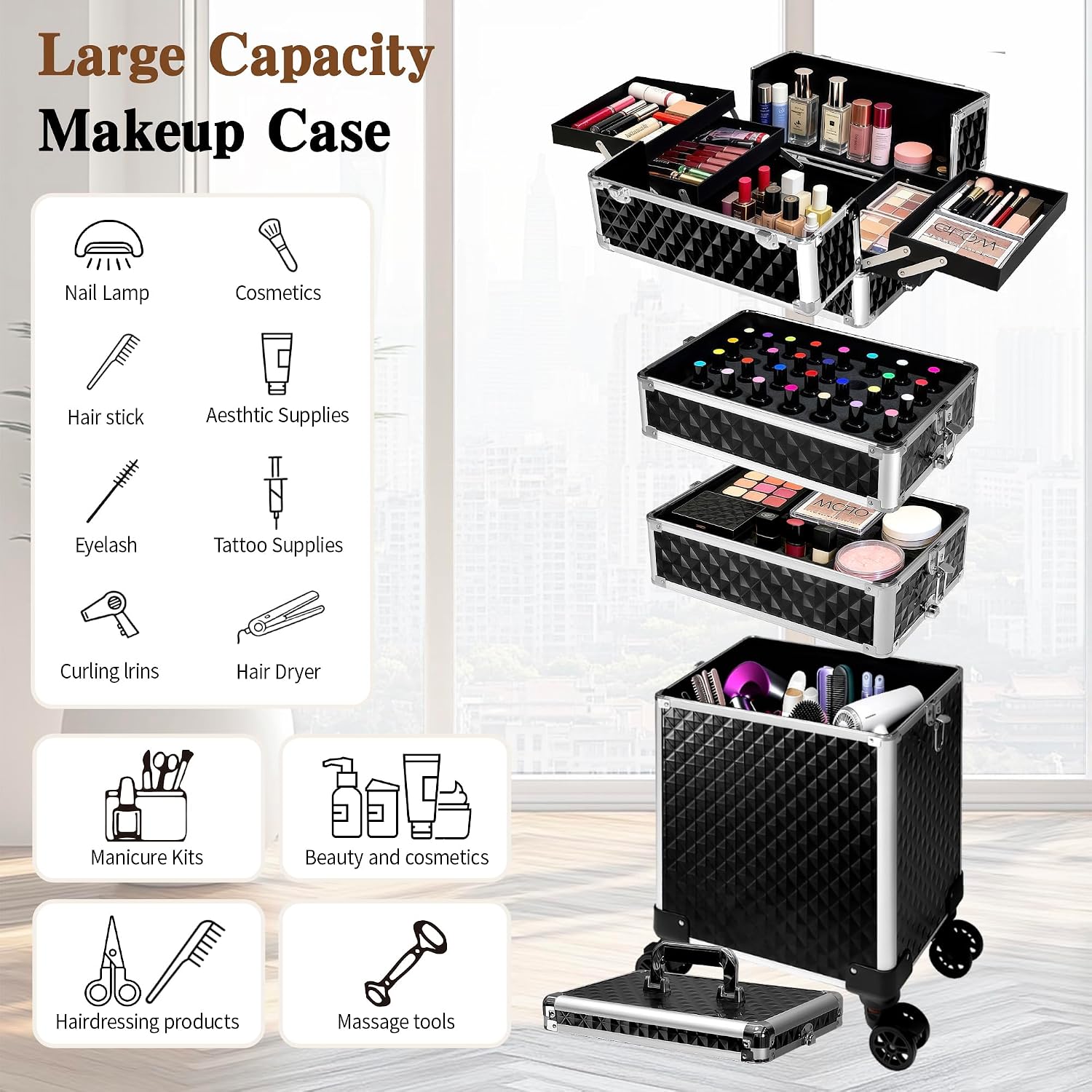 Rolling Makeup Train Case, Cos - огляд і ціна Caster Wheel