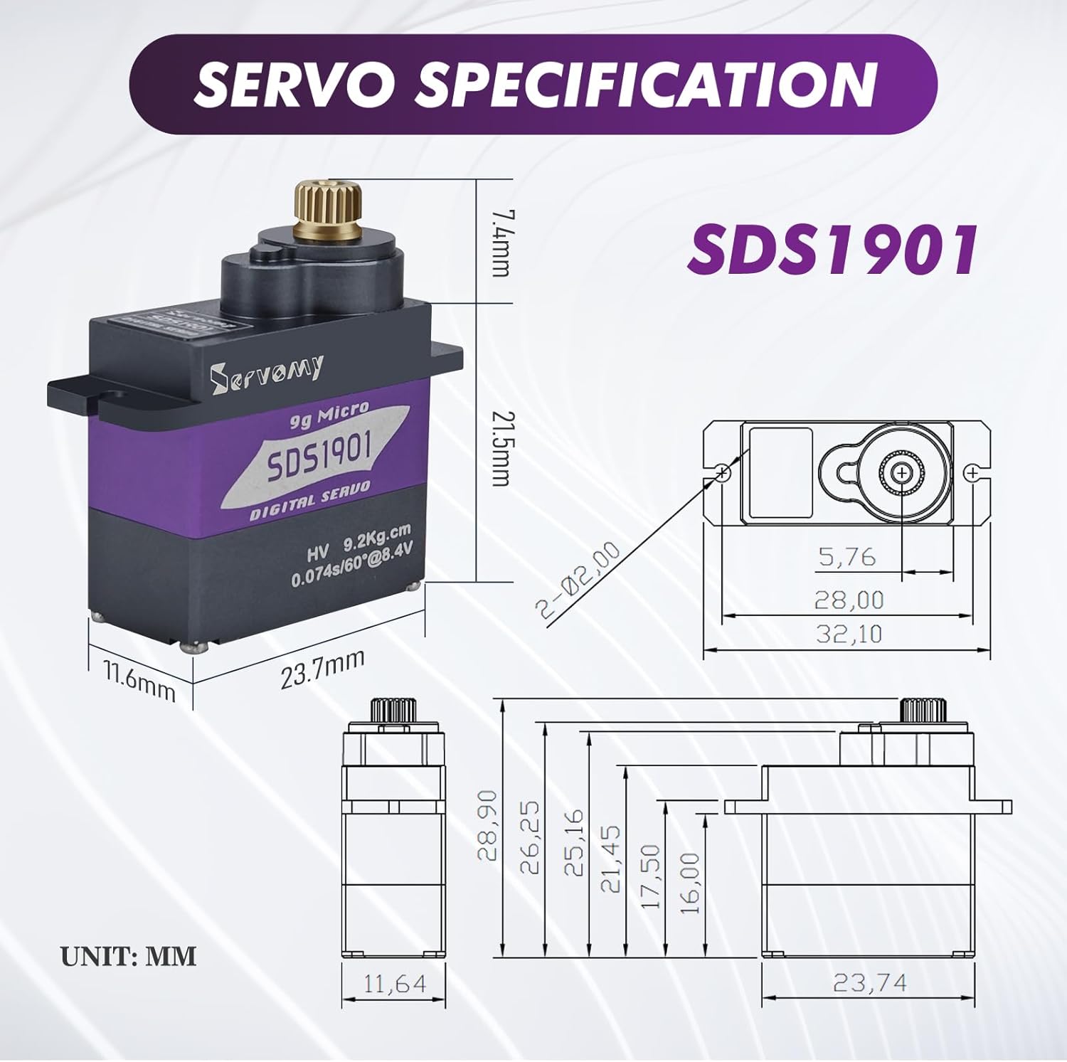 SERVOMY-SDS1901 Digital 9G Mic - огляд і ціна Sg90 Servo